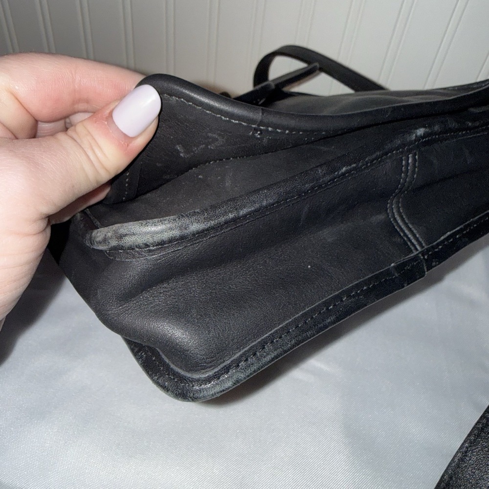 Vintage Coach Shelton Black Leather Shoulder Crossbody Bag Purse #9917 - Picture 10 of 16